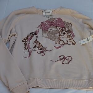 Maeve Cream Sweater with Puppy and Gift Print